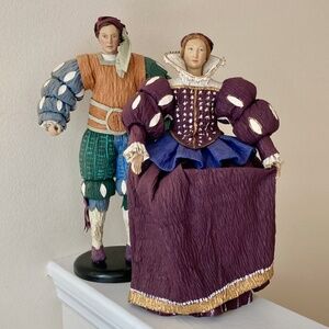 Vintage Renaissance Figures Hand Crafted Holiday Tudor Elizabethan Couple